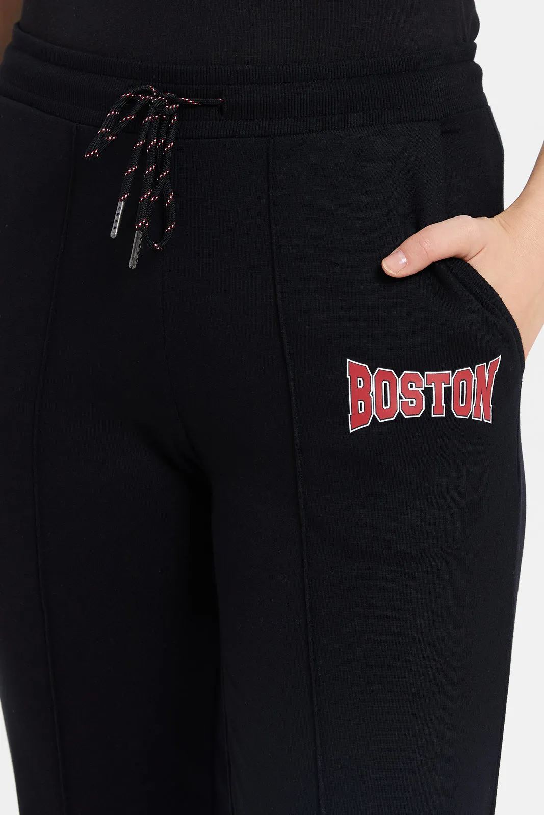 Women Black Printed Joggers