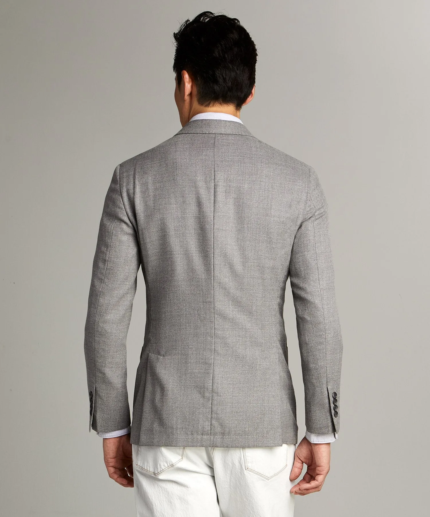 Wool/Linen Basketweave Sutton Sport Coat in Grey