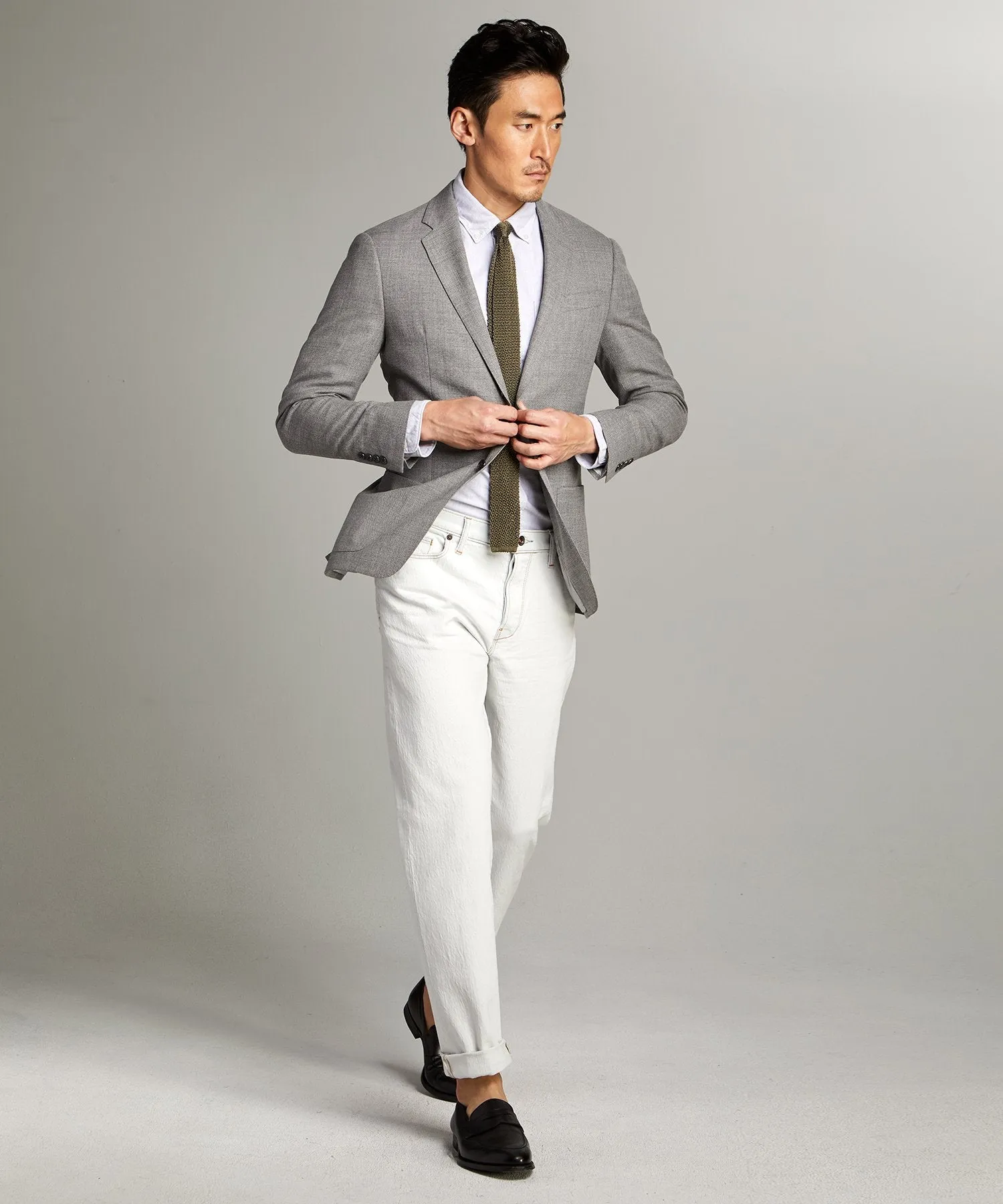 Wool/Linen Basketweave Sutton Sport Coat in Grey