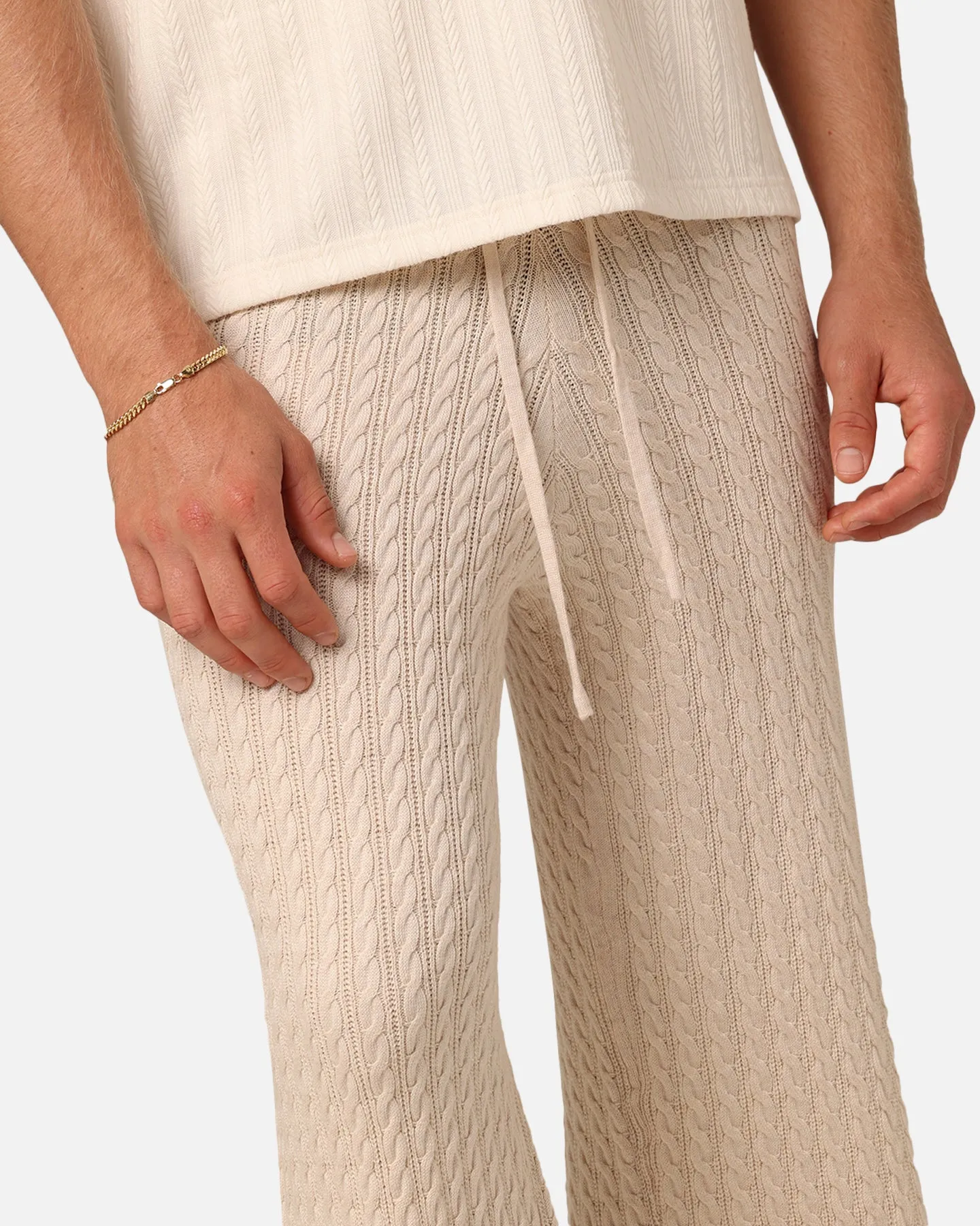 XXIII Slouch Wide Leg Knit Pants Cream