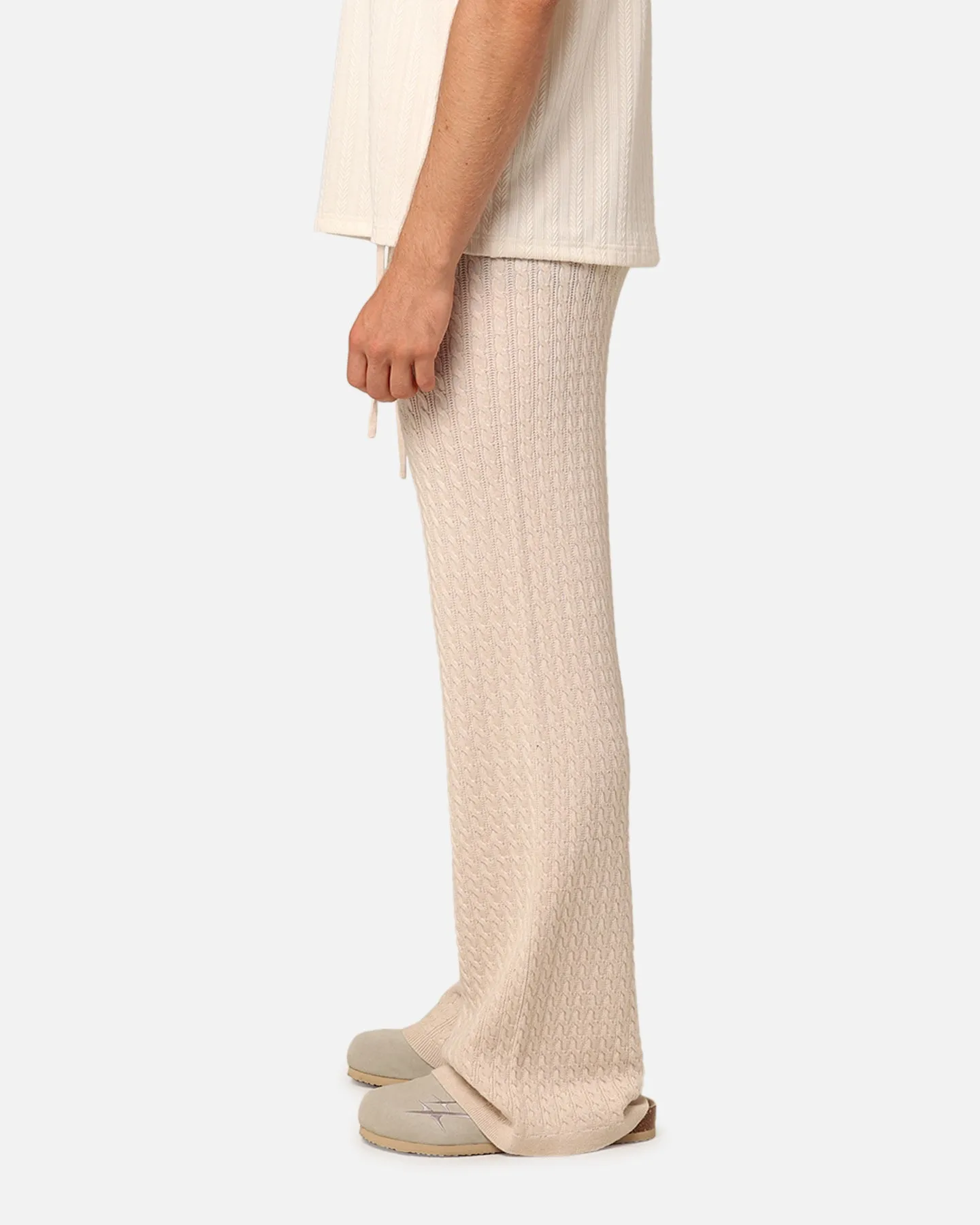 XXIII Slouch Wide Leg Knit Pants Cream